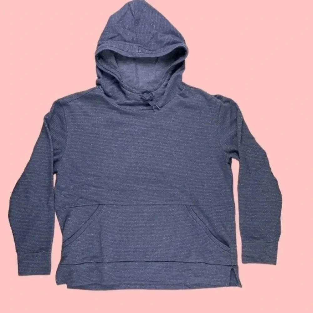 Champion pullover hoodie front high neck blue color size Small